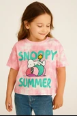 Pembe Batik Snoopy Summer Baskılı Tişört - 2