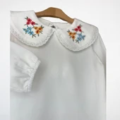 Çiçek İşlemeli Yaka Bluz ve Çiçek Desenli Etek Takım - 4