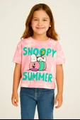 Pembe Batik Snoopy Summer Baskılı Tişört - 1