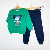 Snoopy Peanuts Çocuk Alt Üst Takım – Yeşil/Lacivert thumbnail 1