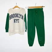 Brooklyn NYC Eşofman Takımı – Ekru/Yeşil thumbnail 1