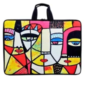 askılı, fermuarlı 35x50 resim çantası su geçirmez ketenli kumaş 35x50 proje çantası picasso thumbnail 1