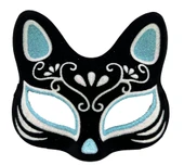 Siyah Renk Süet Kaplama Üzeri Gümüş Mavi Simli Kedi Maskesi 17x14 Cm thumbnail 1