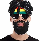 Rasta Peruklu Rasta Sakallı Bob Marley Bıyıklı Parti Gözlüğü 27x18 Cm thumbnail 1