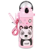 askılı pipetli çelik suluk matara 550 ml pembe - 3