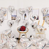 Metalize Parlak Gümüş Kalp Şekilli Uçan Balon Folyo 18 inç 45 cm 10 Adet - 2