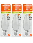 (3 Adet) Ledvance 4,9W (40W) 2700K (Sarı Işık) Dim Edilebilir E14 Duylu (İnce Duy) Led Mum Ampul - 1