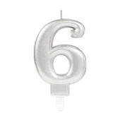 6 Rakam Mum Gümüş Renk - 1
