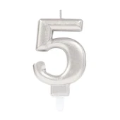 5 Rakam Mum Gümüş Renk - 1