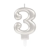 3 Rakam Mum Gümüş Renk - 1