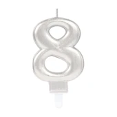8 Rakam Mum Gümüş Renk - 1
