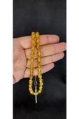 ALTIN VARAKLI UÇAK CAMI TESBİH SARI RENKLİ KAPSÜL KESİM T-445 - 1