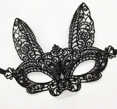 Siyah Renk Dantel Kesim Dantel İşlemeli Balo Parti Maskesi 7 No thumbnail 2