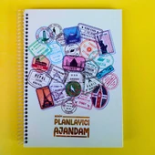 zamansız haftalık ajandam manifest defteri 17x24cm 100 yaprak planlayıcı defter pul desen - 1