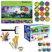 35x50 resim defteri + 6x25 ml parmak boyası baskı seti ponpon fırçalı set (yıkanabilir) thumbnail 1