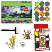 35x50 resim defteri +  parmak boyası baskı seti ponpon fırçalı set (yıkanabilir) thumbnail 1