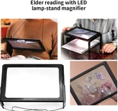 Yaşlılar İçin  A4 Boyutu Masa Tipi Işıklı Okuma Büyüteç Th275205b thumbnail 4