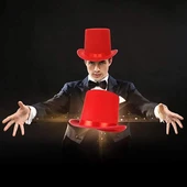 Yetişkinler İçin Kırmızı Renk Ringmaster Sihirbaz Şapkası Fötr Şapka 15 Cm thumbnail 2