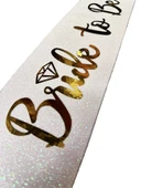 Beyaz Üzeri Altın İtalik Alyanslı Bride To Be Yazılı Simli Işıltılı Kuşak Kemer 10 Cm Genişlik thumbnail 2