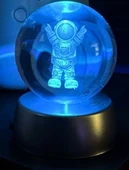 Astronot Plastik Altlıklı Işıklı Cam Küre 6cm - 1