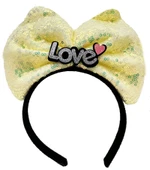 Led Işıklı 3 Farklı Fonksiyonda Yanan Gümüş Love Yazılı Sarı Fiyonk Taç 20x17 Cm thumbnail 2