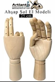 Ahşap Sol El Modeli 25 cm 1 Adet Sol El Maketi Bayan Ahşap Manken Sol El Parmak Model Hareketli Esnek Eskiz Çizim Boyama - 1