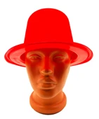 Kırmızı Renk Plastik Nubuk Kadife Flok Kaplama Fötr Şapka 11 Cm thumbnail 4