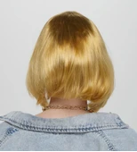 Altın Renk Düz Kesim Küt Parti Peruğu Kısa Takma Saç thumbnail 1
