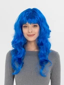 Mavi Renk Uzun Dalgalı Parti Peruğu thumbnail 1