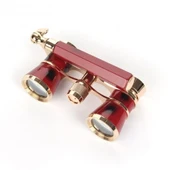 Nefis Işlemeli, Tiyatro / Opera Dürbünü 3x25 Prinç Metal Kaplamalı Retro Kahverengi thumbnail 3