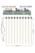 8 Fonksiyonlu Peri Perde Led Uzaktan Kumandalı Günışığı Perde Peri Led (3 Mt X 3 Mt) - 3