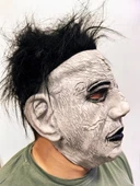 Siyah Saçlı Michael Myers Lateks Yüze Tam Yapışan Et Maske Korku Maskesi thumbnail 2