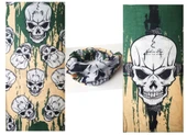 Haki Yeşil Renk Üzeri Likralı Kuru Kafa Kafatası Baskılı Baf Buff Bandana 25x48 Cm thumbnail 2