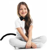 Peluş Siyah Renk Kuyruk Ve Papyon Yetişkin Çocuk Uyumlu thumbnail 2