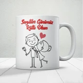 Sevgililer Günümüz Kutlu Olsun Baskılı Kupa Bardak Mod17 thumbnail 1