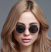 Yuvarlak Cam John Lennon Tarzı Gümüş Çerçeveli Siyah Gözlük - 4