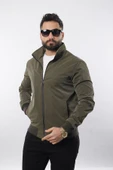 Erkek Gömlek Yaka Baharlık Mont Astarlı Mevsimlik Çeket Haki - 1