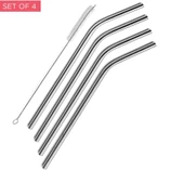 Çelik Pipet Paslanmaz Çelik Metal Meşrubat Pipeti Ve Pipet Temizleme Fırçası Seti 5 Parça - 3