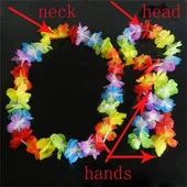 Rengarenk Hawaii Kolye Taç Bileklik Seti 4 Parça thumbnail 3