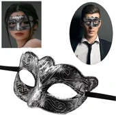 Maskeli Balo Antik Gri Gümüş Eskitilmiş Maske Balo Venedik - 1