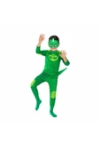 GEZEN AY Pija Maskeliler Kostüm - Pj Mask Kostüm Gekko Kertenkele Yeşil -Tulum Model Esnek Kumaş - 1