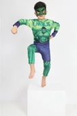 GEZEN AY Resimli Hulk Kostüm - Hulk Erkek Çocuk Kostümü - Tulum Model Esnek Kumaş - 1