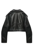 Yeni Sezon Kemerli Oversize Deri Biker Ceket - 2