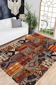 Patchwork Kilim Desen Halı, Eskitme Desen Halı, Bohem Halı, Dijital Baskı Halı, Yıkanabilir Halı, - 4