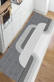 Dijital Baskı Yolluk, Çizgili Yolluk, Makinede Yıkanabilir, Yolluk, Çeyizlik, İskandinav Halı - 4