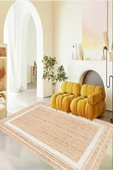 Jüt Görünümlü Halı, İskandinav Salon Halısı, Makinede Yıkanabilir Halı, Kaymaz Taban Halı, - 3