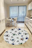 Etnik Göz Desenli Mutfak Halısı, Gri Renk Halı, Bohem Halı, Kaymaz Taban Halı, Yıkanabilir Halı, - 1