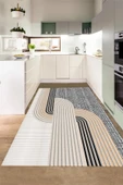 Dijital Baskı Mutfak Halısı, Çizgili Halı, Makinede Yıkanabilir, Mutfak Yolluğu, Çeyizlik thumbnail 1