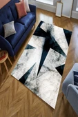 Lacivert İskandinav Salon Halısı, Eskitme Makinede Yıkanabilir Halı, Kaymaz Taban Halı, - 4