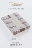 %100 PAMUKLU BASKILI ÇİFT KİŞİLİK TEK PİKE EKOSE  SARI 200X240 - 1